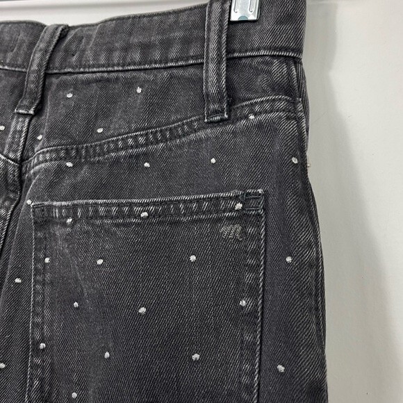 Madewell Rigid Denim A-Line Mini Skirt Metallic Dots Edition Black Jean 24 XS - Picture 10 of 16